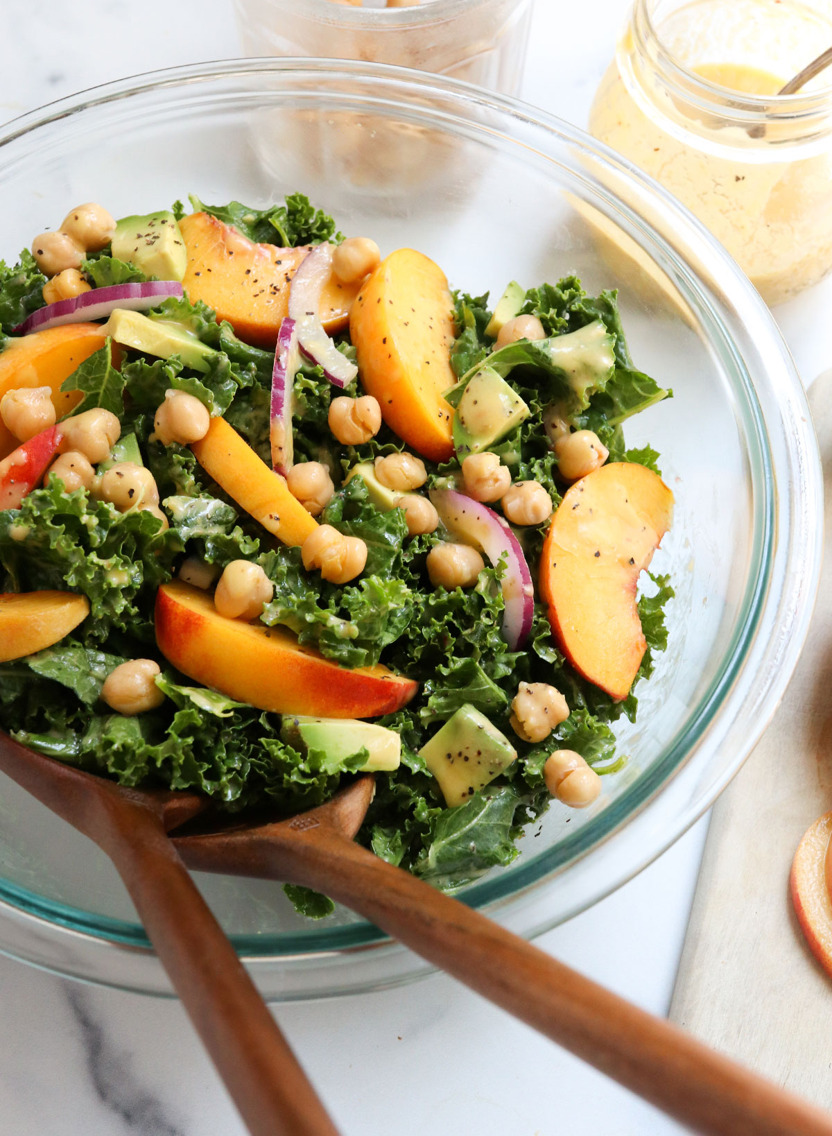 Convert Kale Haters: Easy Peach Vinaigrette Kale Salad Recipe